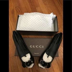 Authentic Gucci Patent Leather Salandia Peep Toe Flat